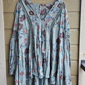 Women's Free people Just The Two of Us floral oversized mini dress, blouse